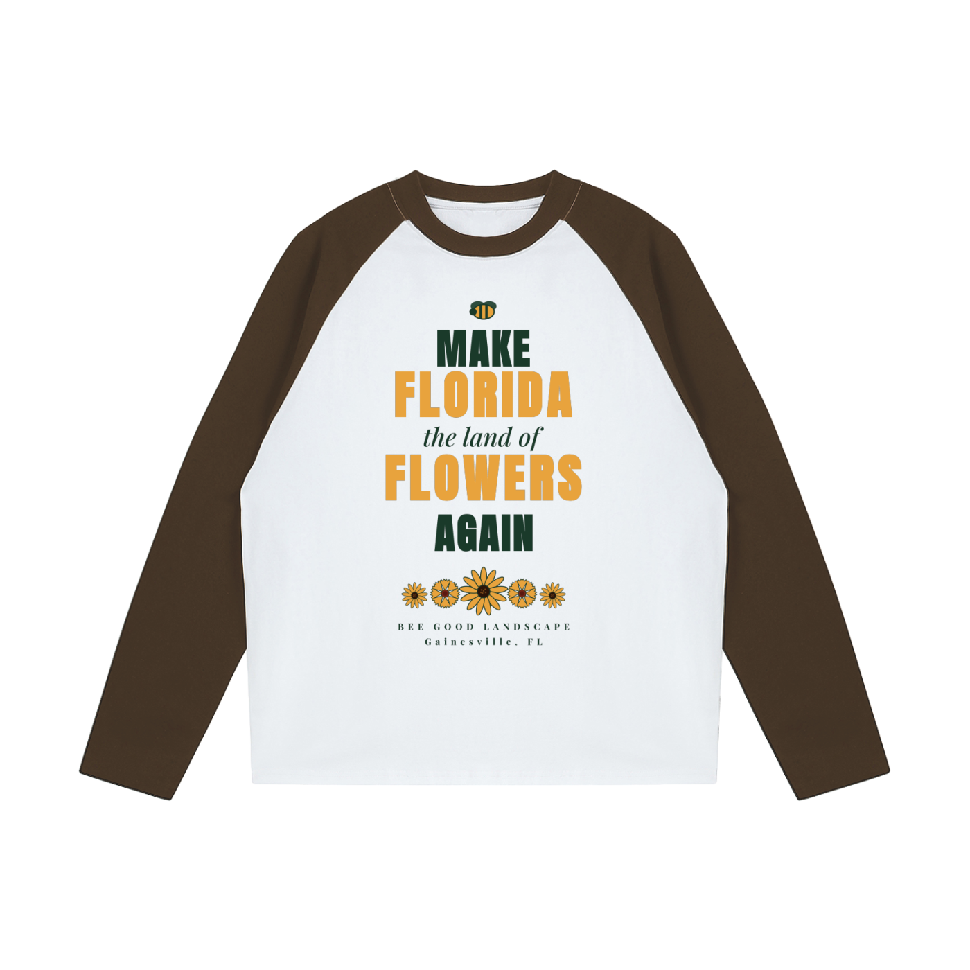 Make Florida Flowers Again Front. Color-Blocked Raglan Long-Sleeve T-Shirt