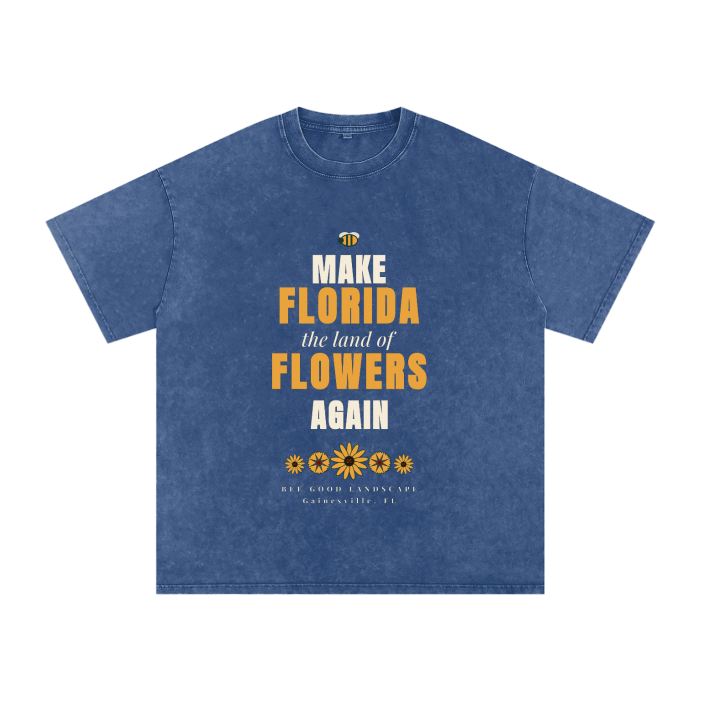 Make Florida Flowers Again Snow Washed Oversized Cotton T-Shirt