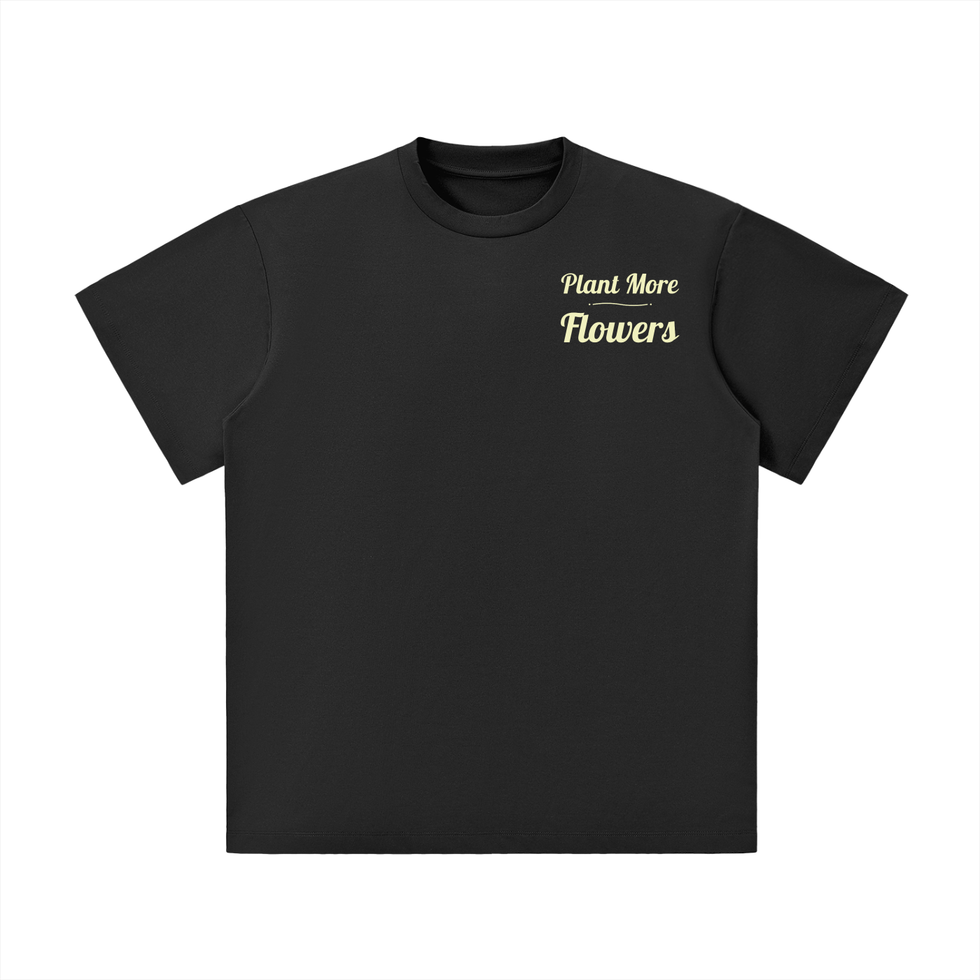 Plant More Flowers Front. Logo Back. Lightweight Oversized T-Shirt