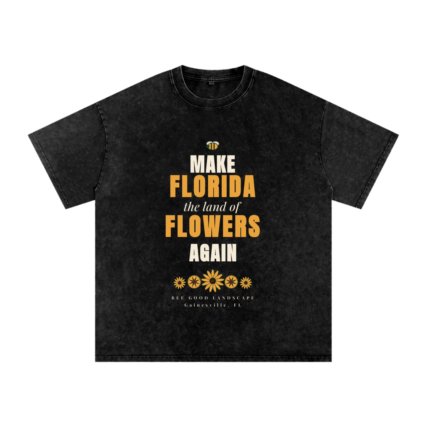 Make Florida Flowers Again Snow Washed Oversized Cotton T-Shirt