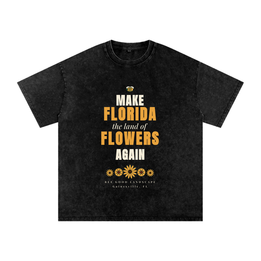 Make Florida Flowers Again Snow Washed Oversized Cotton T-Shirt