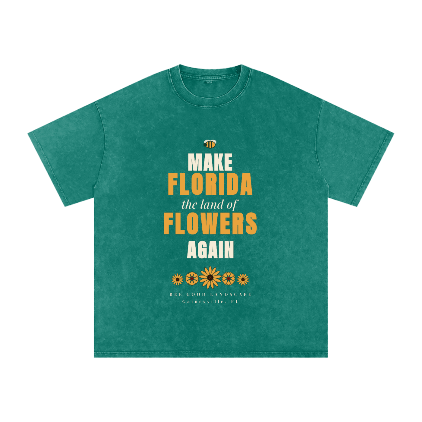 Make Florida Flowers Again Snow Washed Oversized Cotton T-Shirt