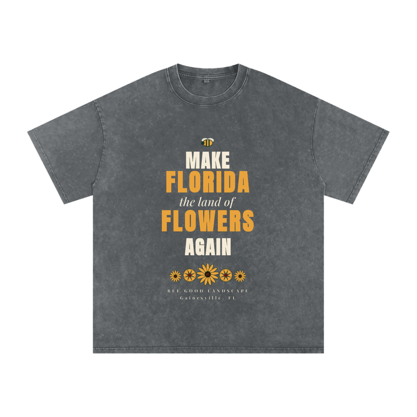 Make Florida Flowers Again Snow Washed Oversized Cotton T-Shirt