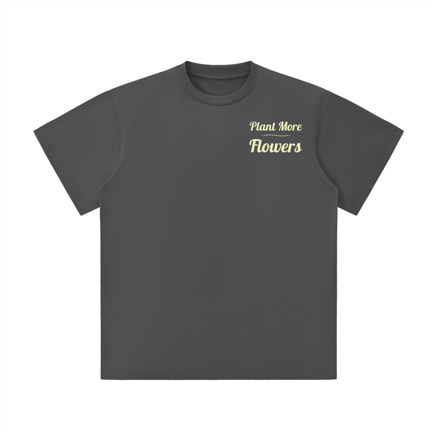 Plant More Flowers Front. Logo Back. Lightweight Oversized T-Shirt