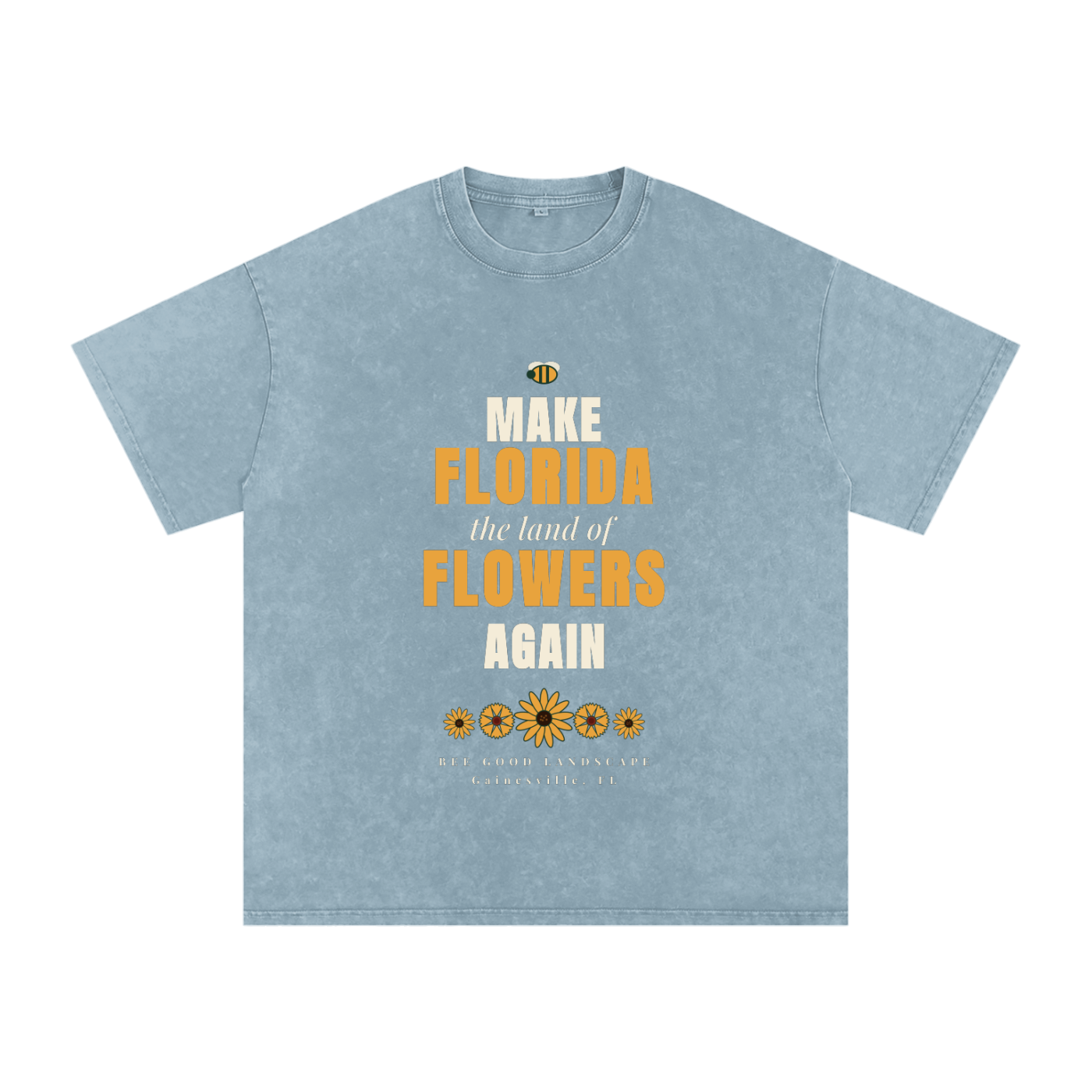 Make Florida Flowers Again Snow Washed Oversized Cotton T-Shirt