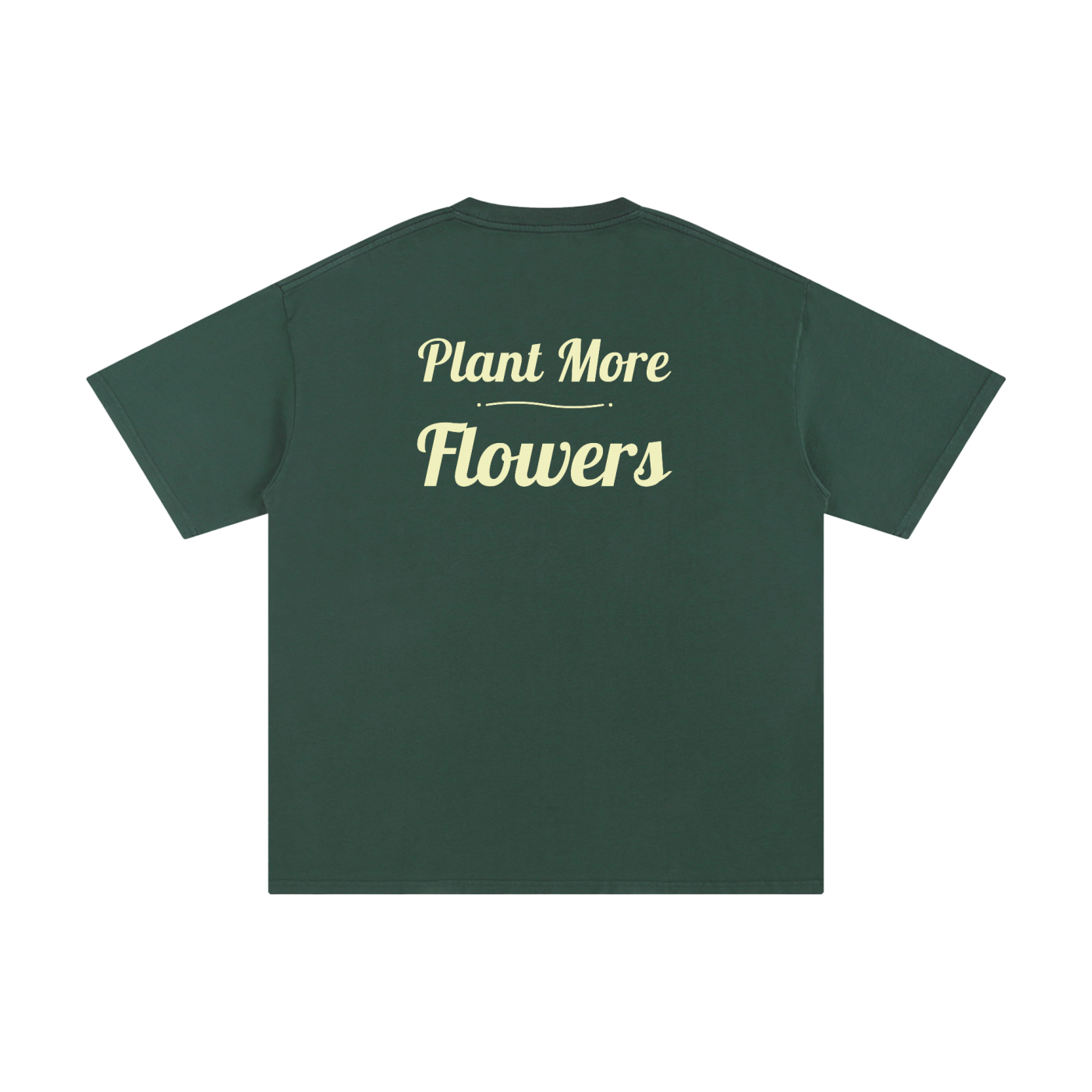 Logo Front. Plant More Flowers Back. Pure Cotton T-Shirt