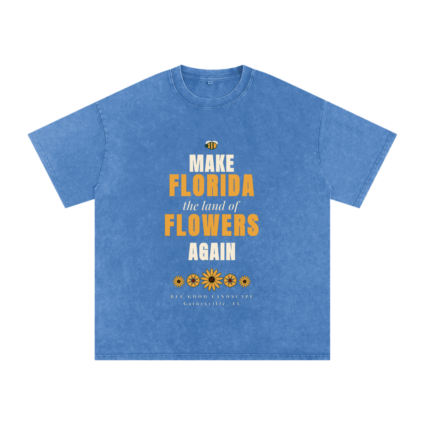 Make Florida Flowers Again Snow Washed Oversized Cotton T-Shirt