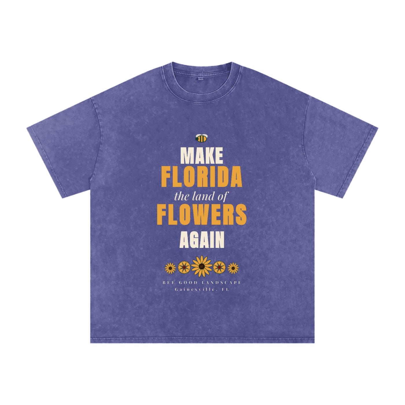 Make Florida Flowers Again Snow Washed Oversized Cotton T-Shirt
